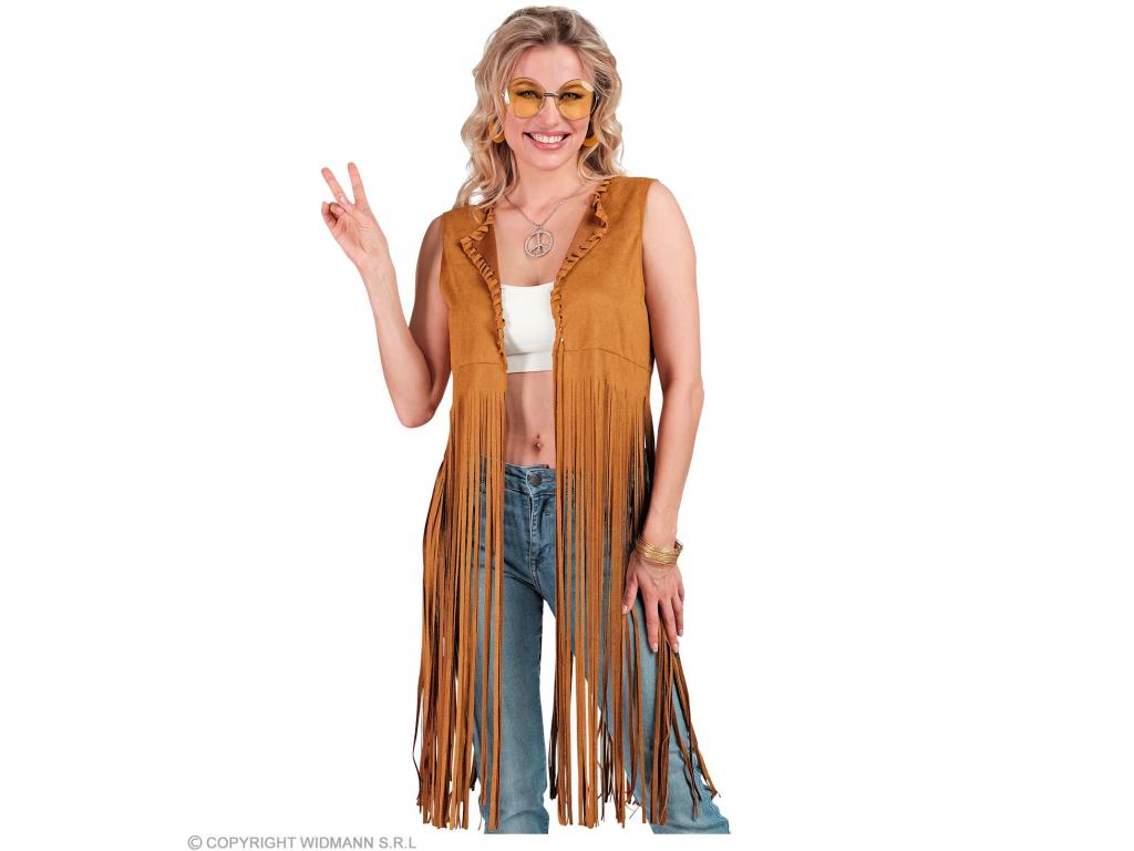 Hippie mellény hosszú fodrokkal női jelmez