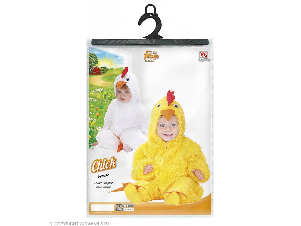 Tyúkocska overál és kapucni unisex gyermek jelmez fehér vagy sár
