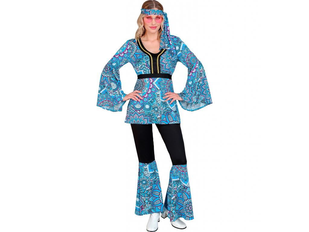 60 as évek Hippie mandala kék női jelmez