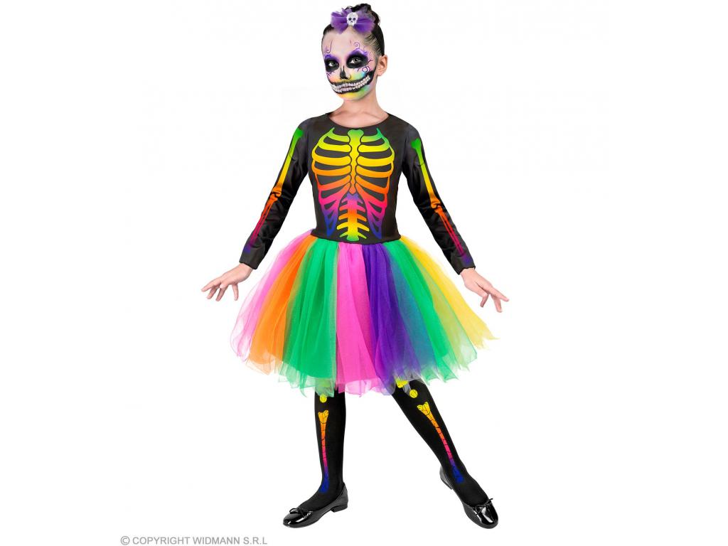 Csontváz ruha szivárvány színekben lány jelmez