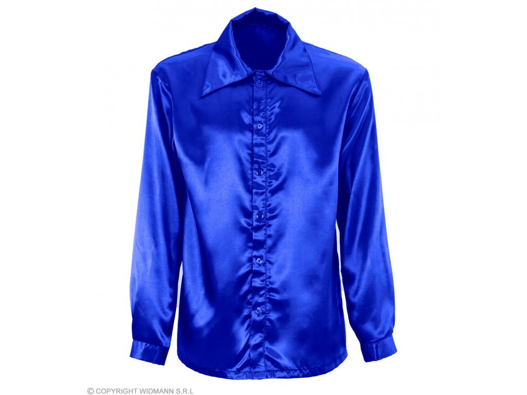 Csillogó kék diszkó szatén ing férfi jelmez