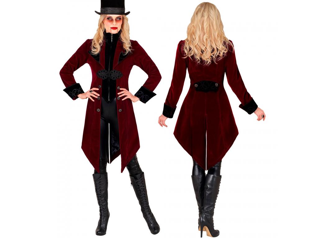 Gótikus bársony kabát bordó női jelmez