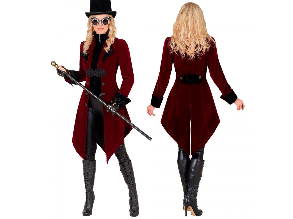 Gótikus bársony kabát bordó női jelmez