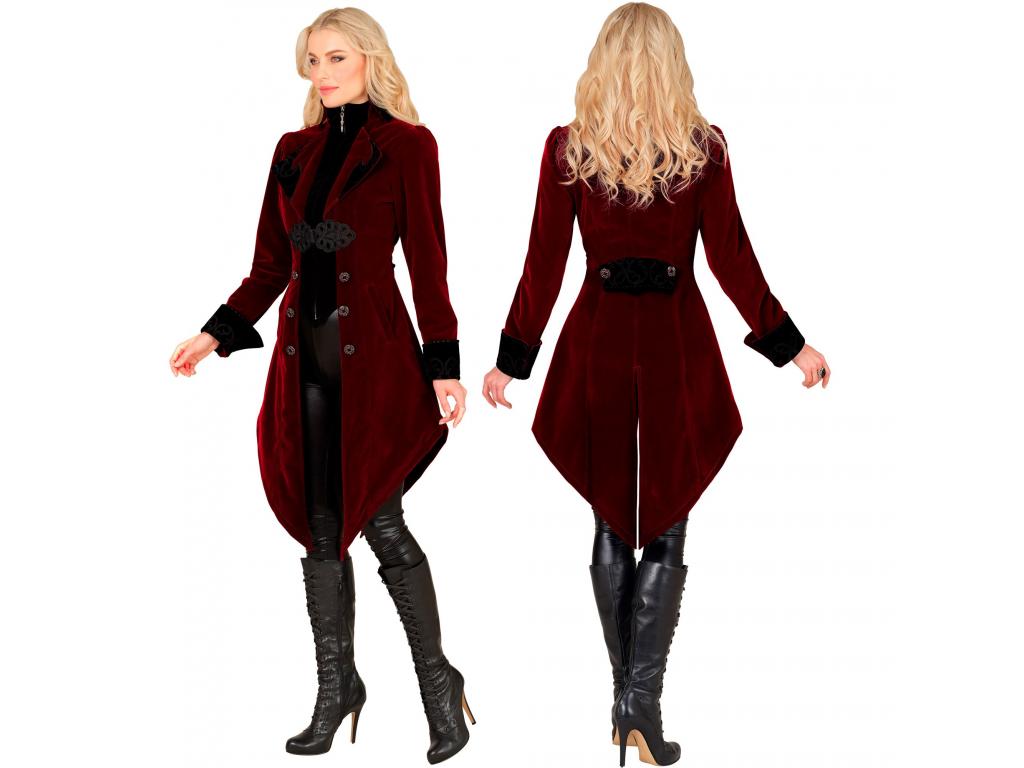 Gótikus bársony kabát bordó női jelmez