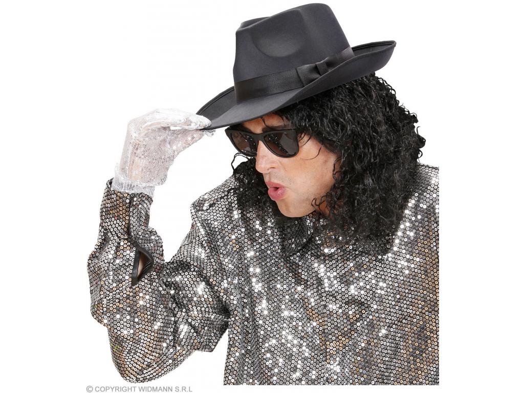 Gengszter kalap, szatén, fekete