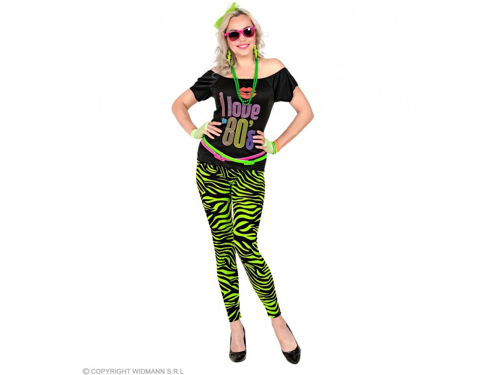 80-as évek neon zöld tigrismintás leggings női jelmez