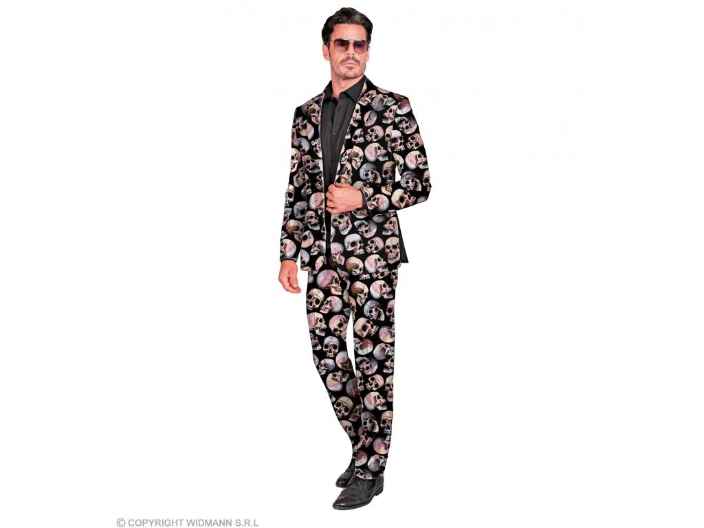 Halálfejes fekete öltöny férfi jelmez