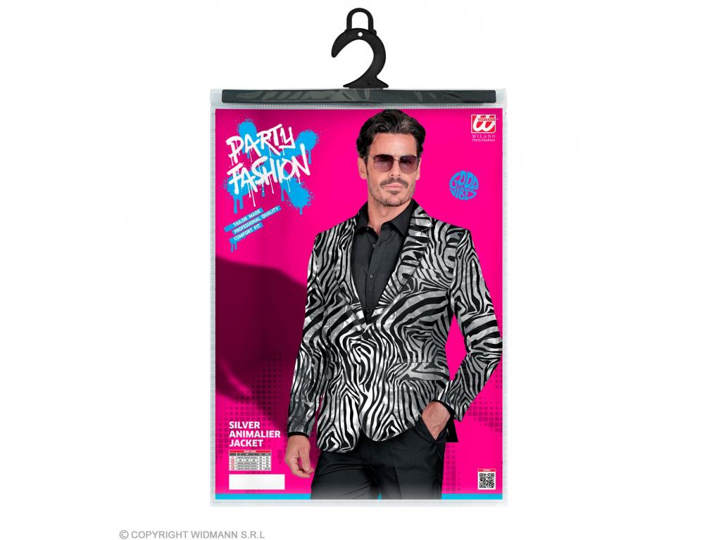 Party zakó ezüszt zebra csikos férfi jelmez