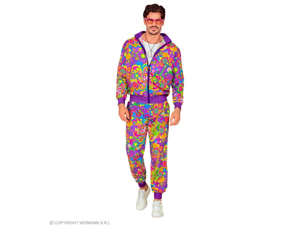 Neon virágmintás Hippie tréningruha unisex felnőtt jelmez