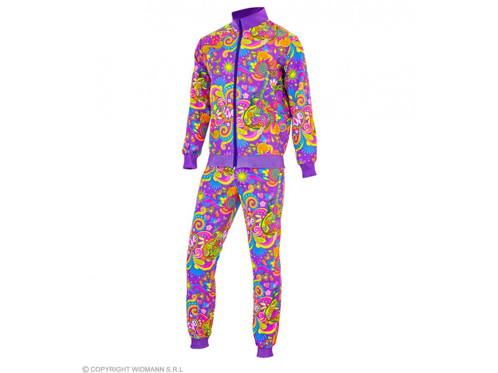 Neon virágmintás Hippie tréningruha unisex felnőtt jelmez
