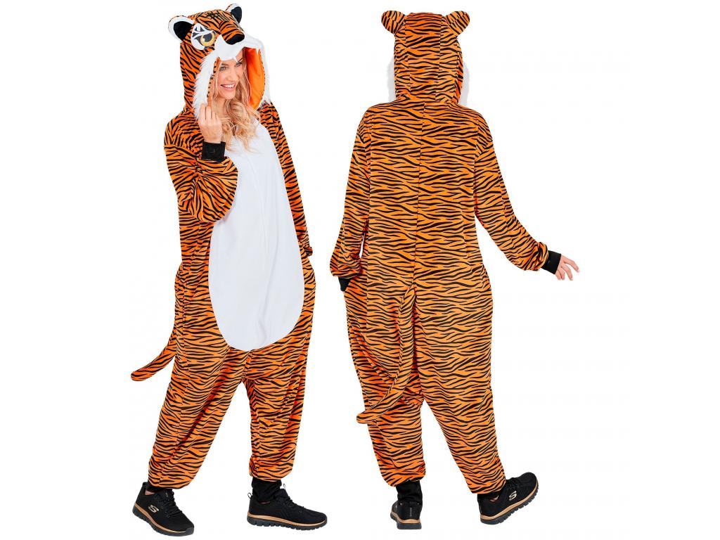 Tigris puha plüss egyberészes unisex felnőtt jelmez