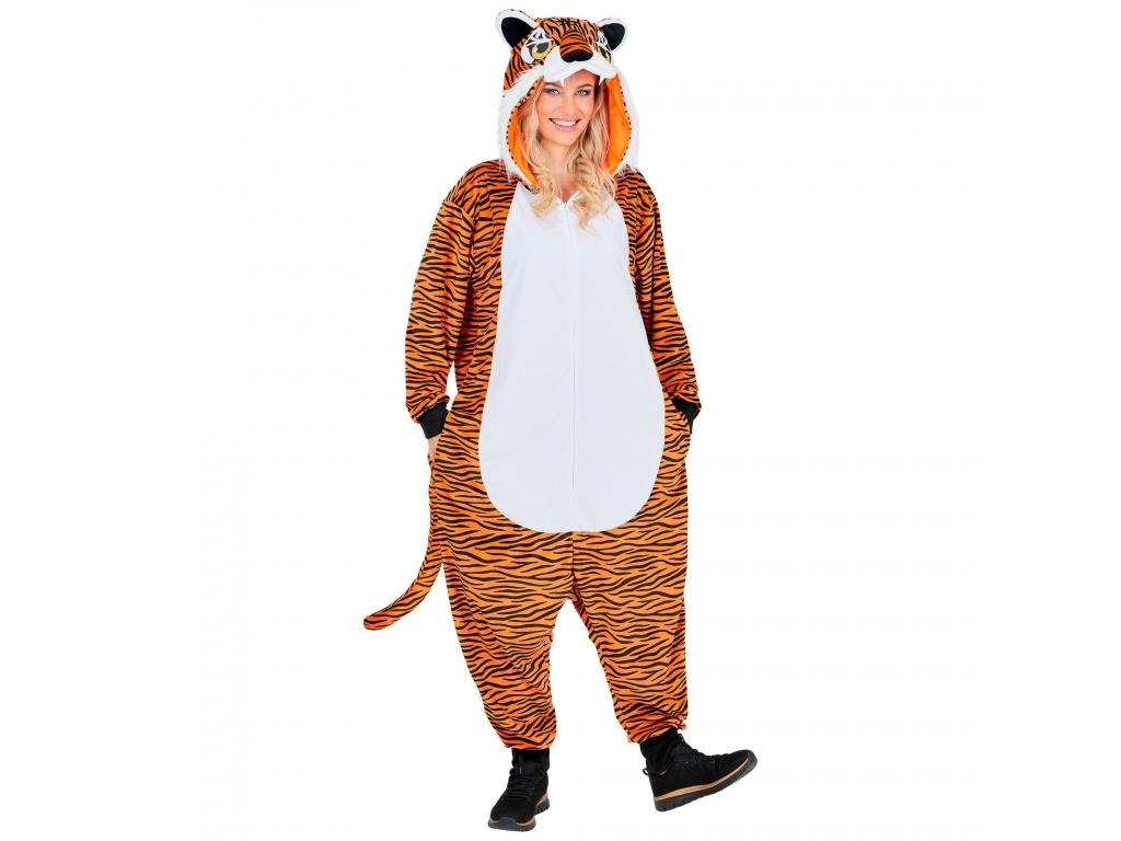 Tigris puha plüss egyberészes unisex felnőtt jelmez