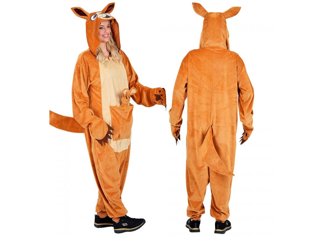 Kenguru puha plüss egyberészes unisex felnőtt jelmez