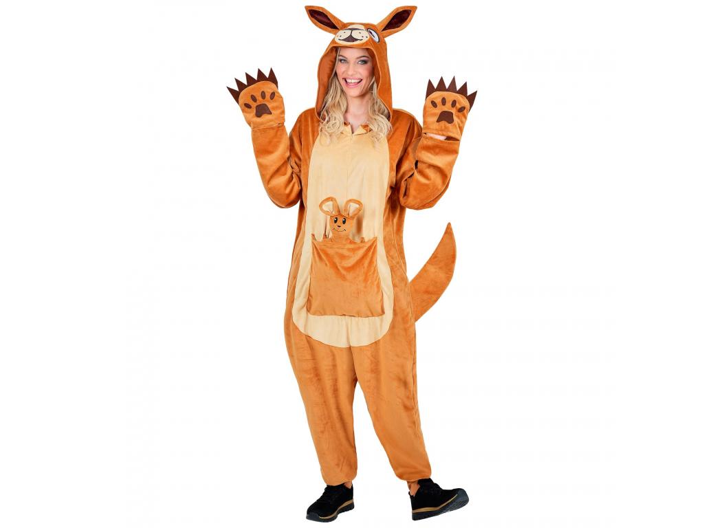 Kenguru puha plüss egyberészes unisex felnőtt jelmez