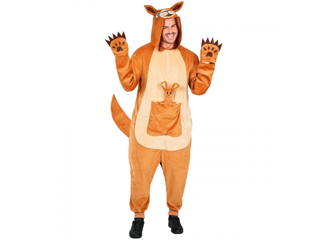 Kenguru puha plüss egyberészes unisex felnőtt jelmez