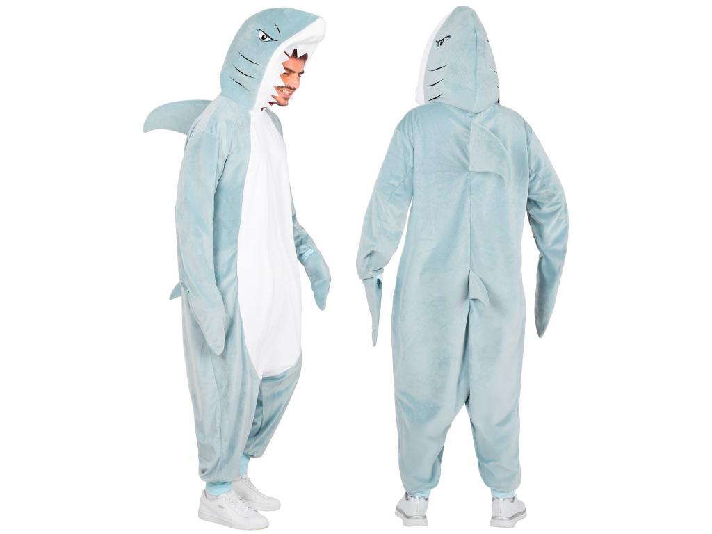 Cápa puha plüss egyberészes unisex felnőtt jelmez