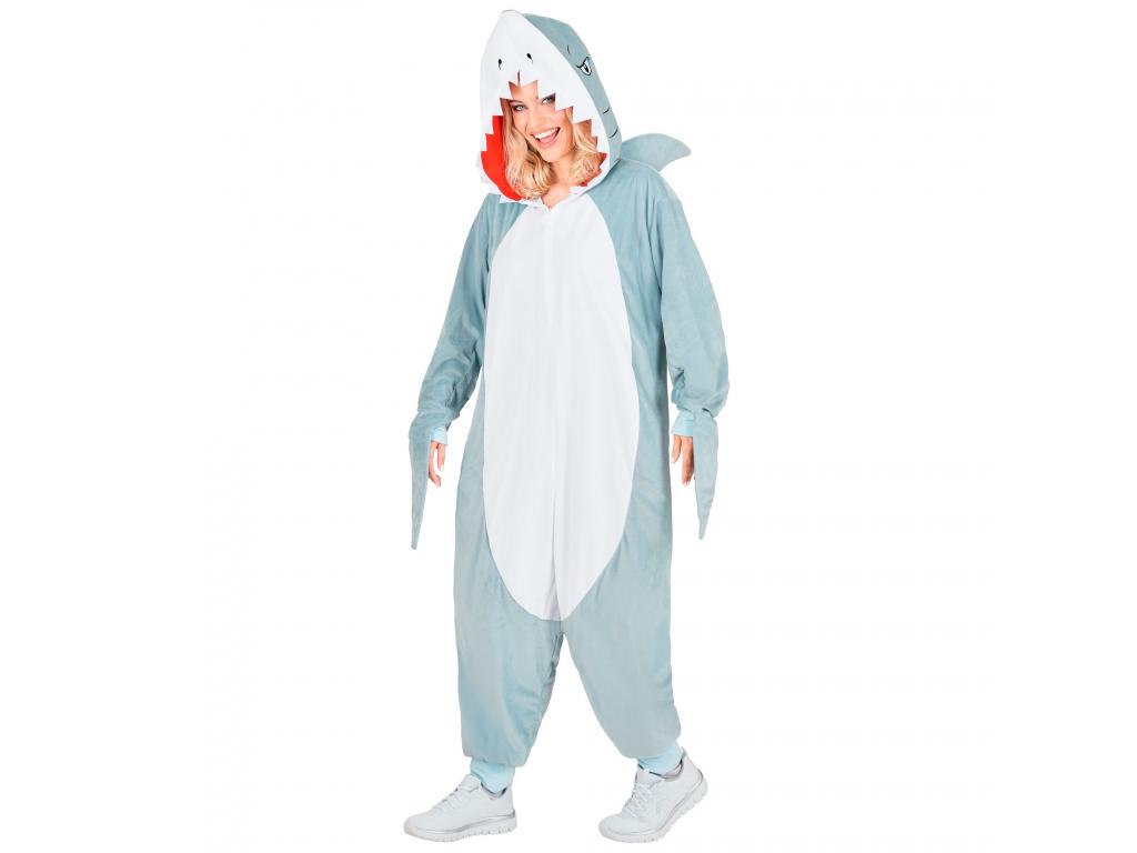 Cápa puha plüss egyberészes unisex felnőtt jelmez