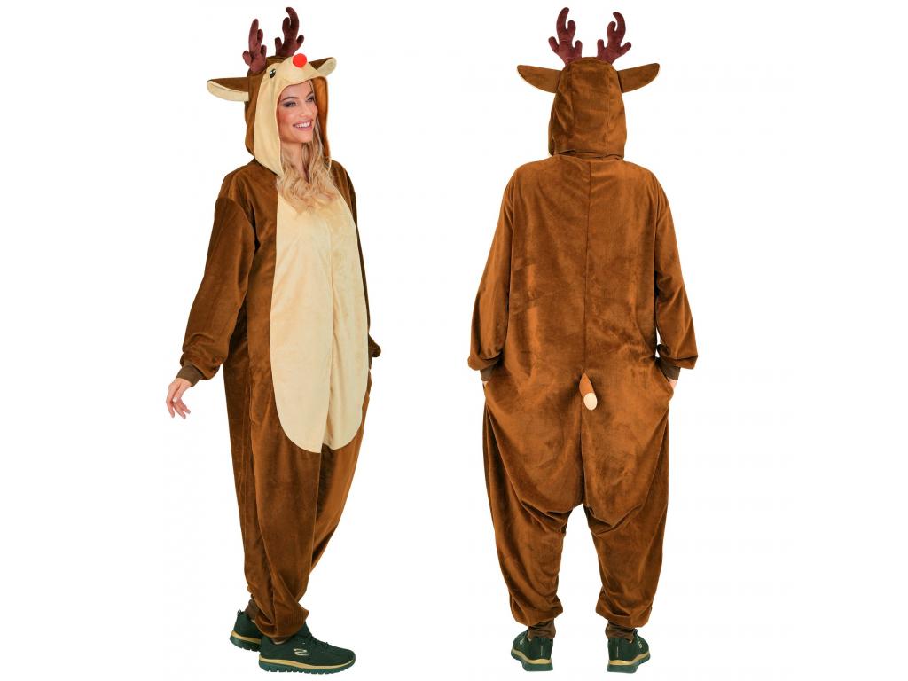 Szarvas puha plüss egyberészes unisex felnőtt jelmez