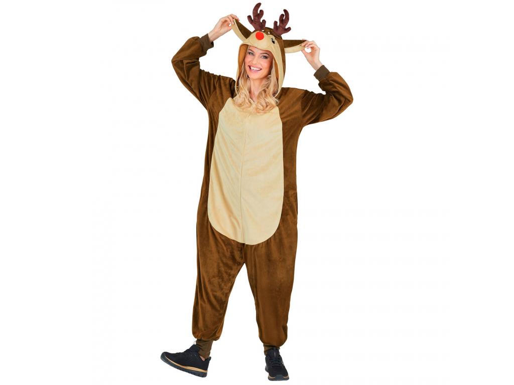 Szarvas puha plüss egyberészes unisex felnőtt jelmez