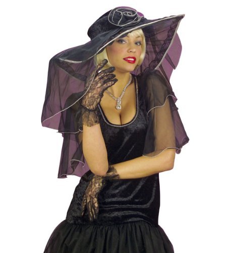 Csipkés kesztyű, 25 cm, fekete