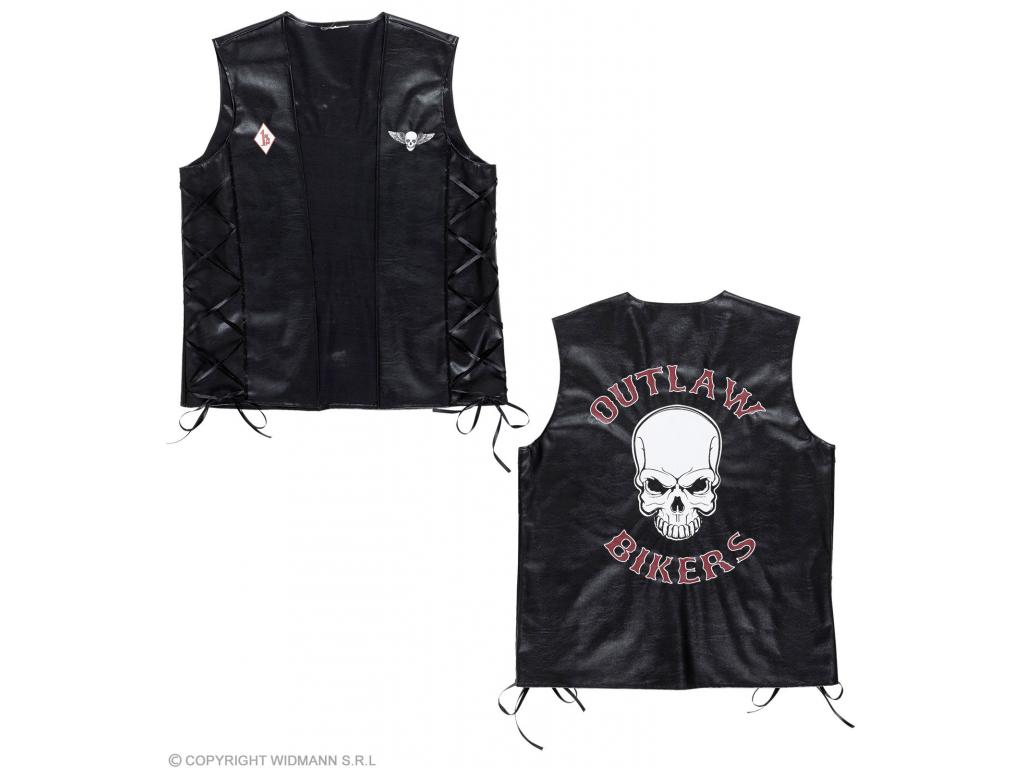 Outlaw Bikers fekete motoros mellény, bőr hatású férfi jelmez Outlaw Bikers fekete motoros mellény, bőr hatású férfi jelmez