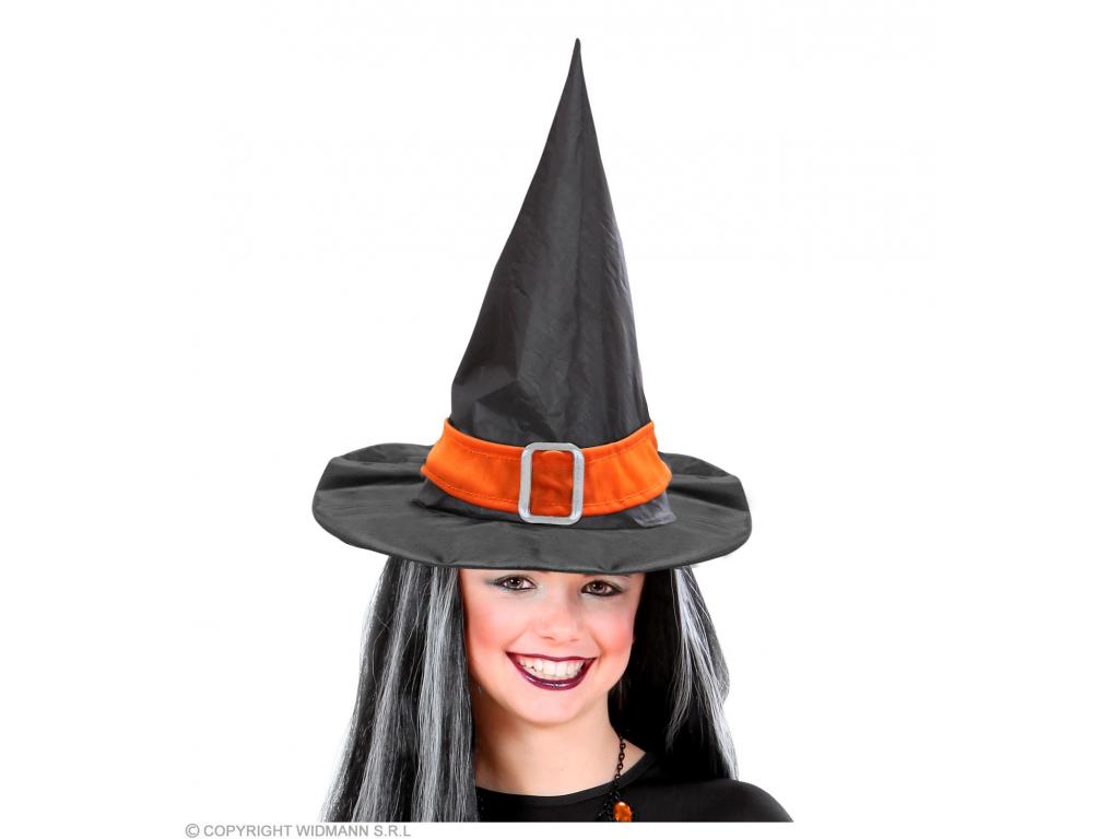 Boszorkánykalap narancssárga pánttal és csattal
