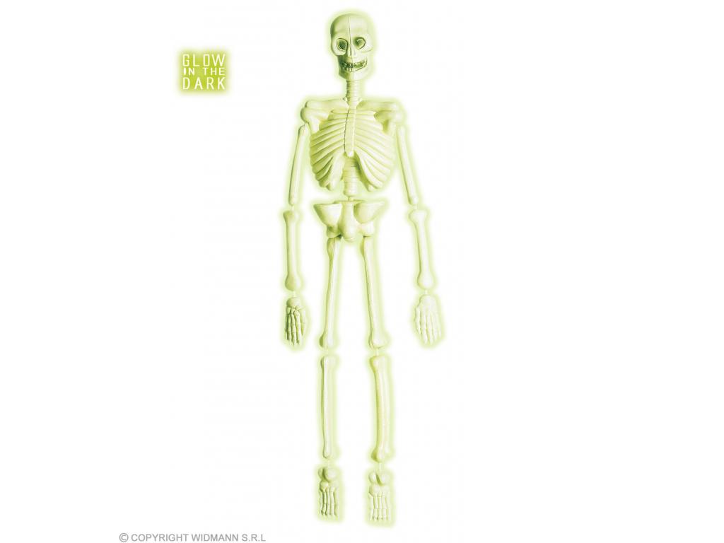 Mozgatható 3D neon csontváz halloween dekoráció, 92 cm