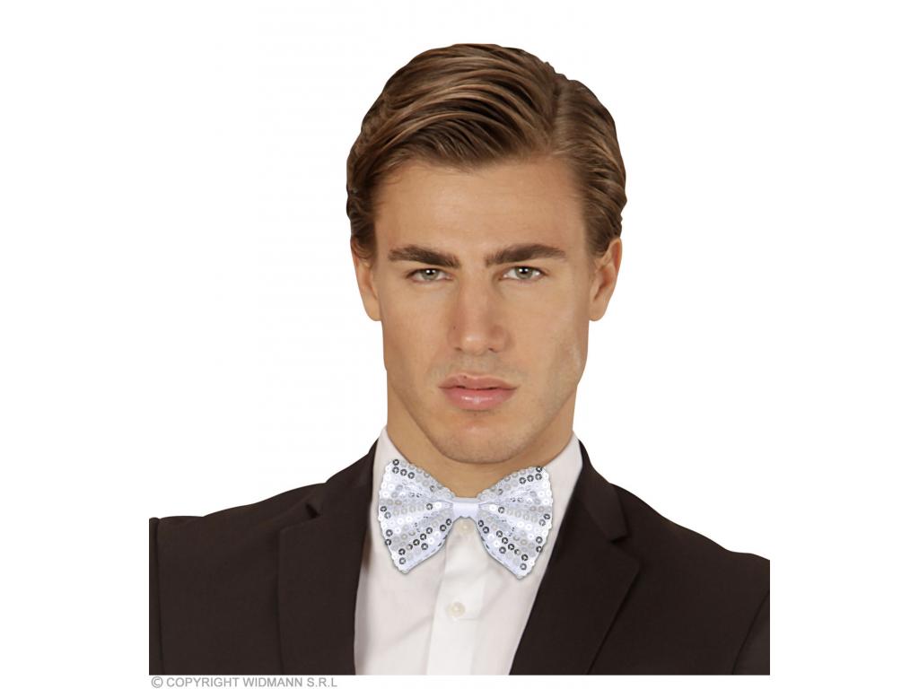 Flitteres csokornyakkendő, fehér