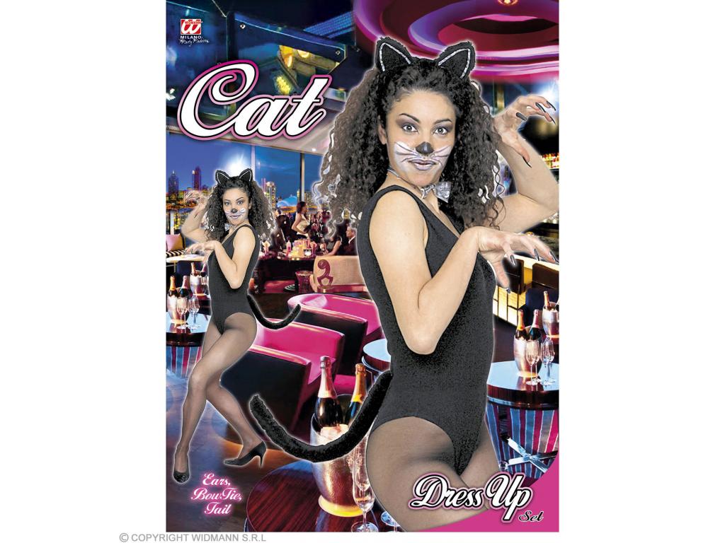 Macska szett fülek,nyakkendő és farok női jelmez