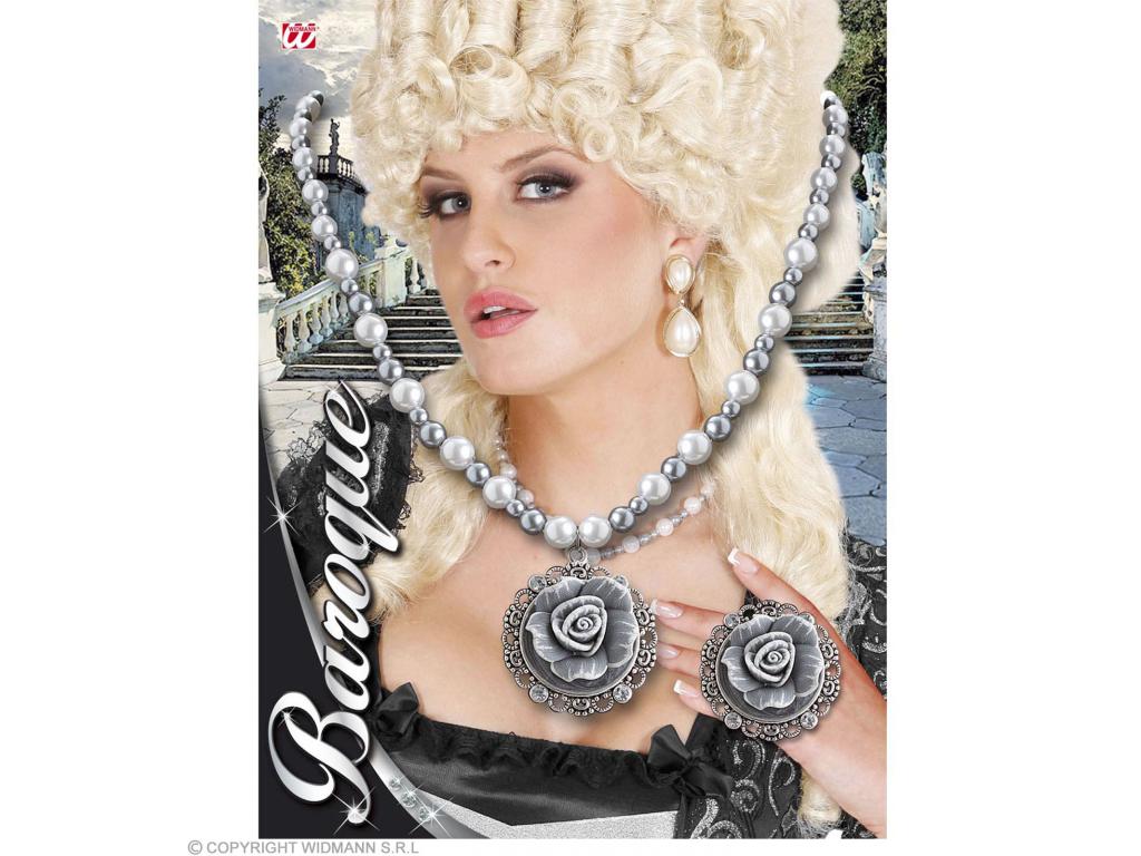 Barokk gyöngy nyaklánc, rózsa medállal