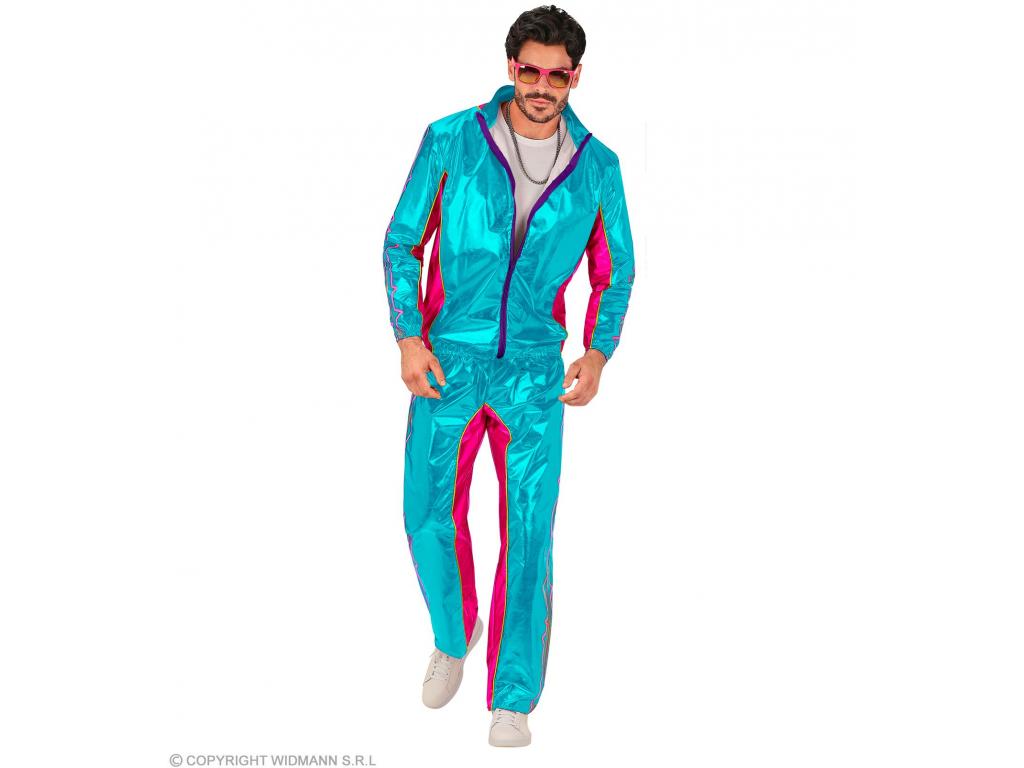 Kék fémes színű csillogó tréningruha unisex felnőtt jelmez