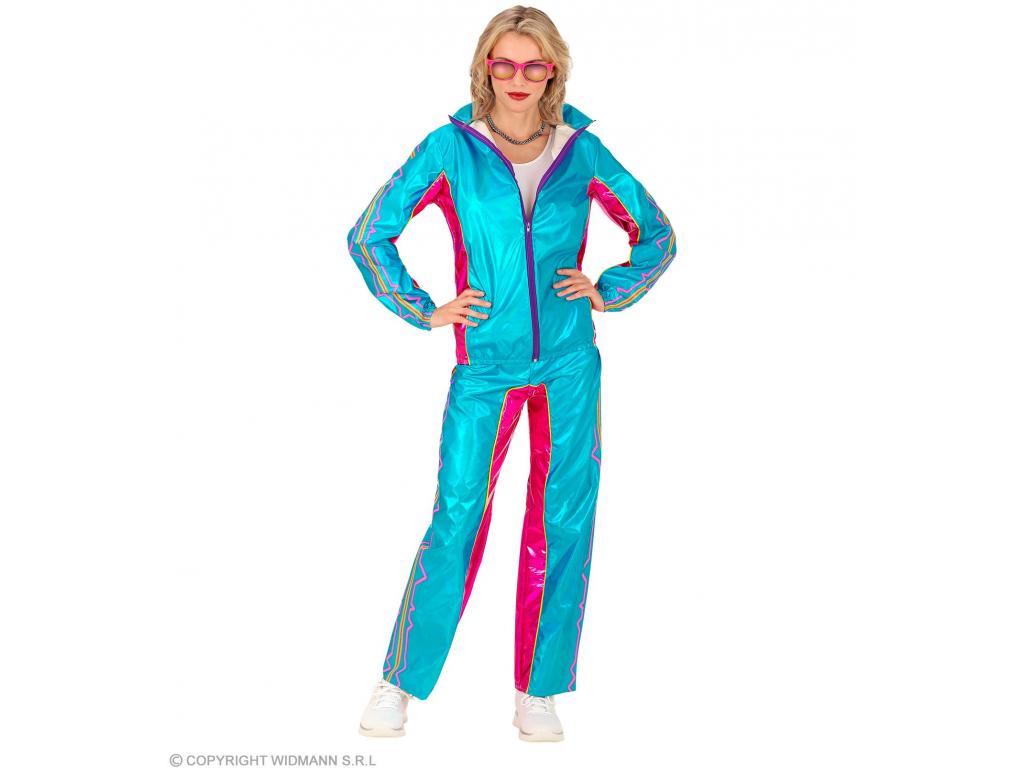 Kék fémes színű csillogó tréningruha unisex felnőtt jelmez