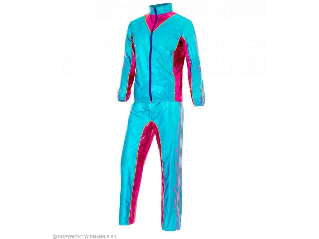 Kék fémes színű csillogó tréningruha unisex felnőtt jelmez