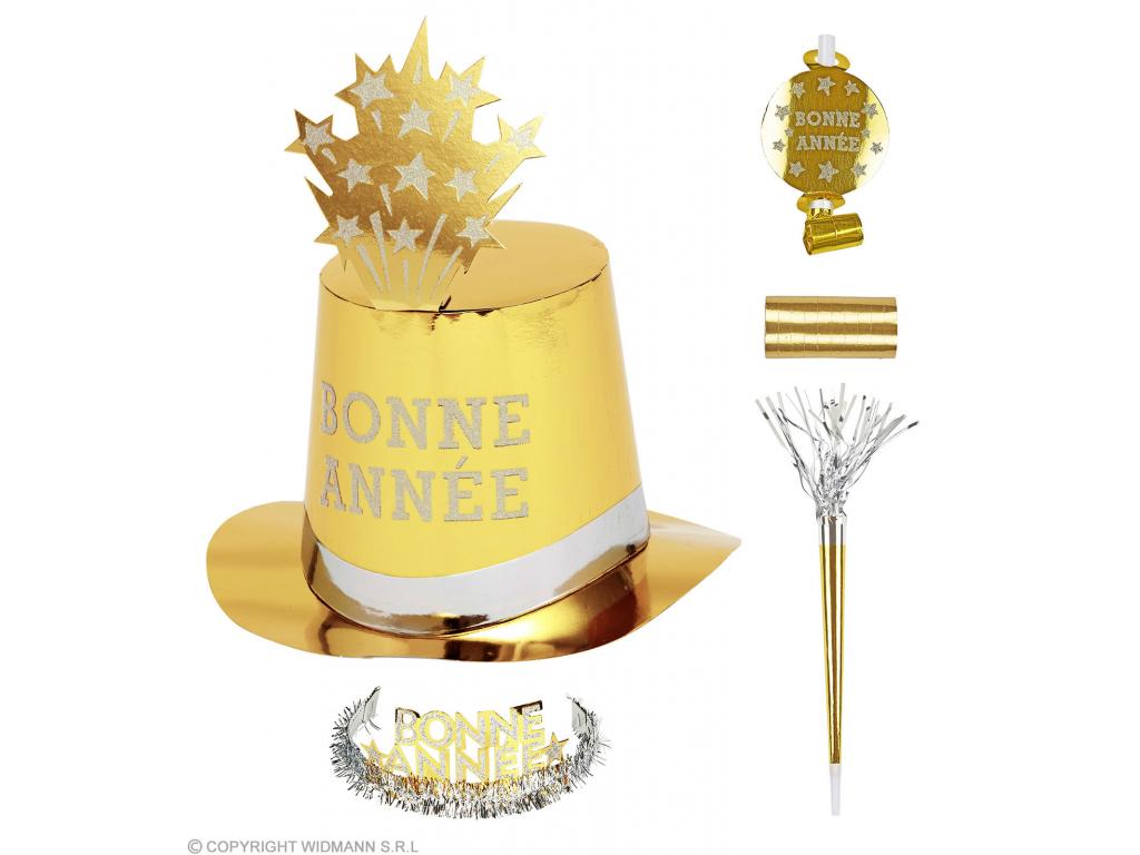 Party szett arany színű 10 fő részére Bonne Année ! felirattal