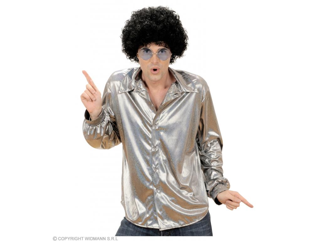 Ing holografikus díszítéssel ezüst színben férfi jelmez