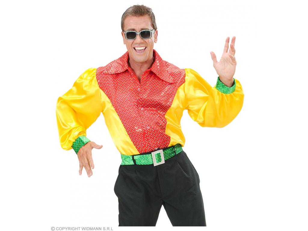Háromszínű csillogó ing bársony flitterekkel férfi jelmez