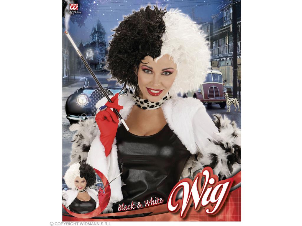 Szörnyella paróka, fekete , fehér