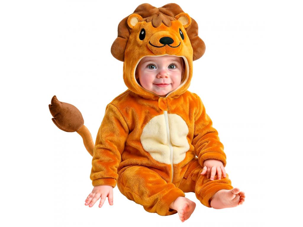 Oroszlán puha plüss kapucnis overál unisex gyermek jelmez
