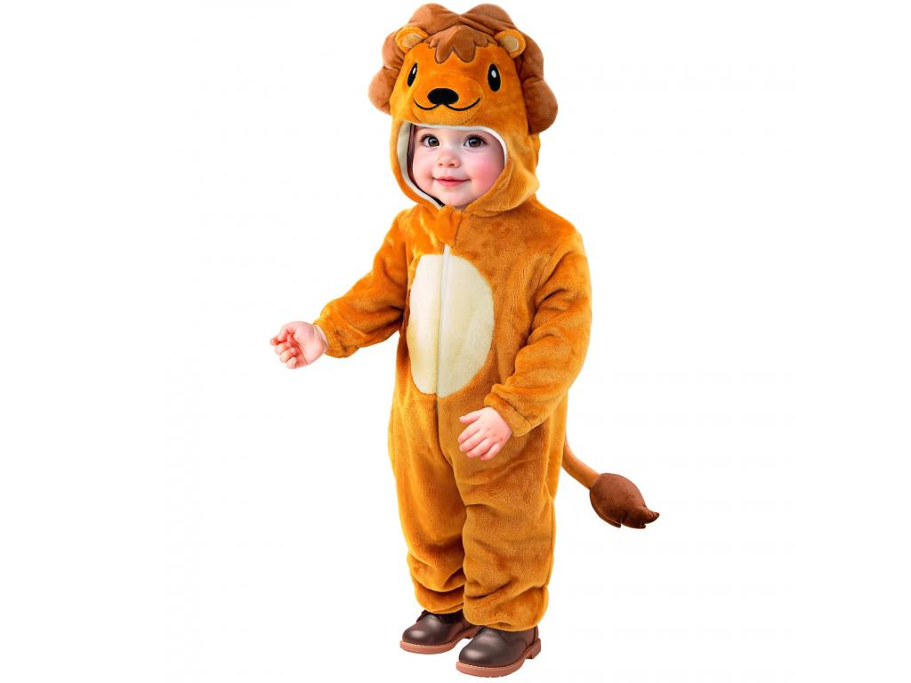Oroszlán puha plüss kapucnis overál unisex gyermek jelmez