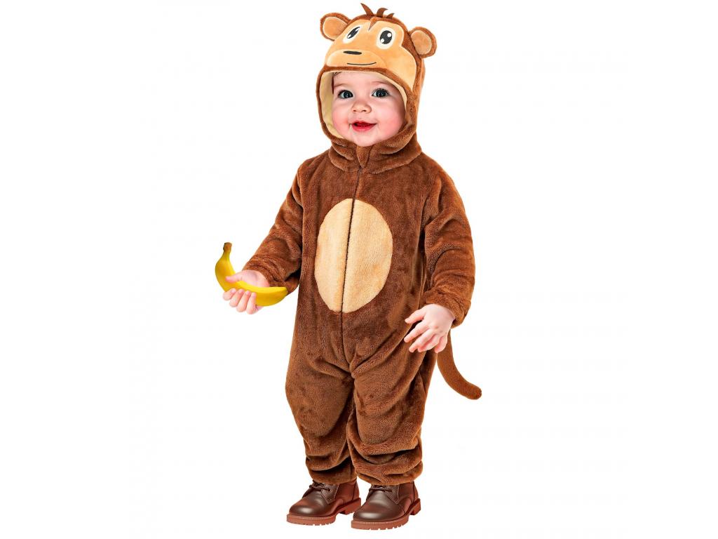 Majmocska puha plüss kapucnis overál unisex gyermek jelmez