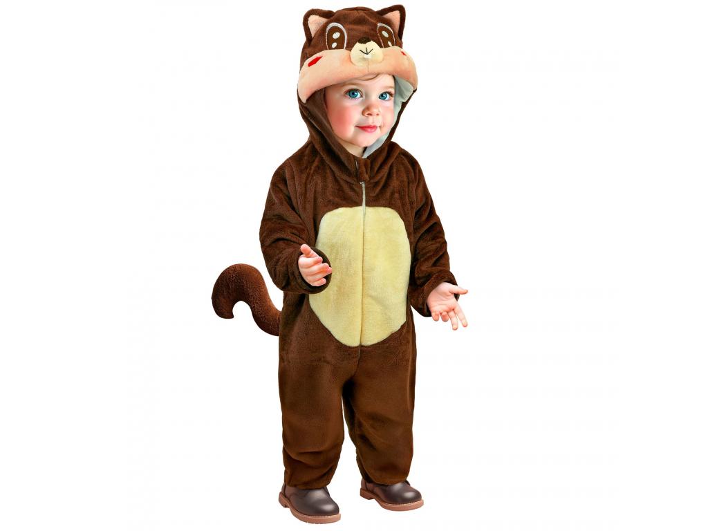 Mókus puha plüss kapucnis overál unisex gyermek jelmez