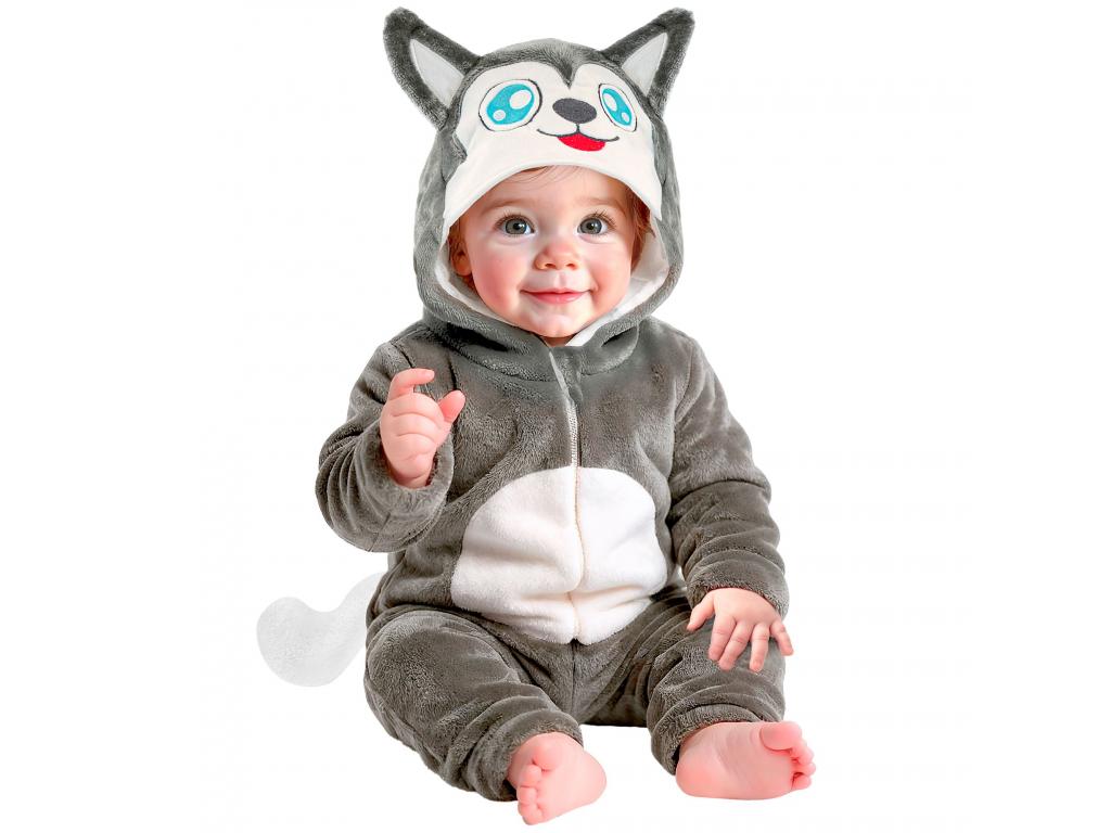Husky puha plüss kapucnis overál unisex gyermek jelmez