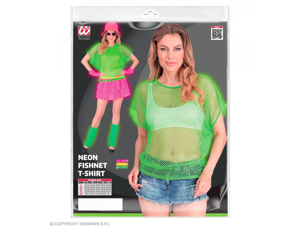 Neon zöld színű háló póló női jelmez