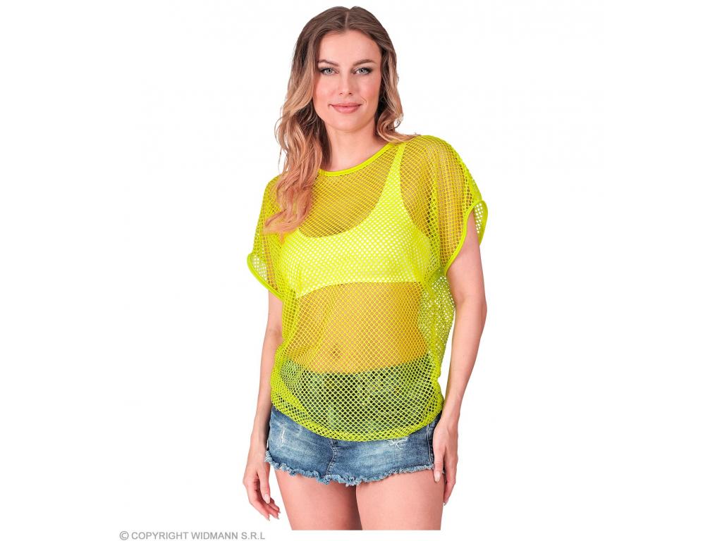 Neon sárga színű háló póló női jelmez
