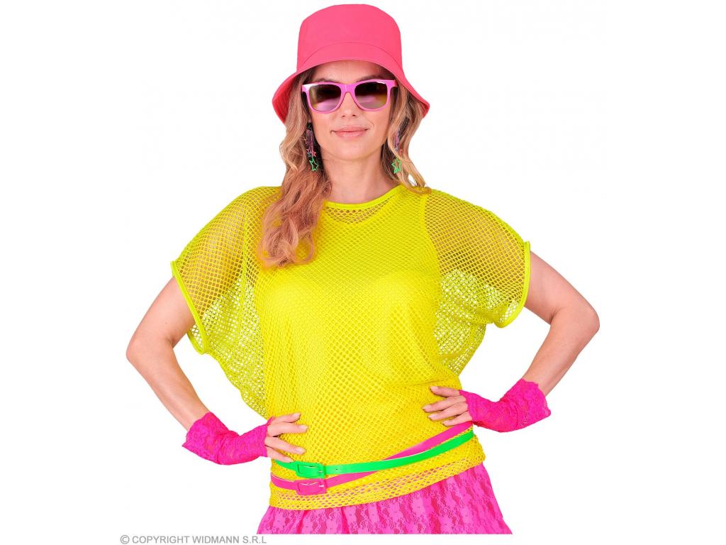 Neon sárga színű háló póló női jelmez