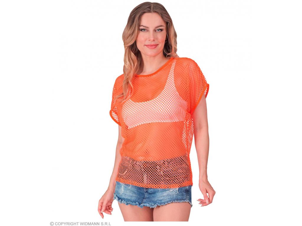 Neon narancssárga színű háló póló női jelmez