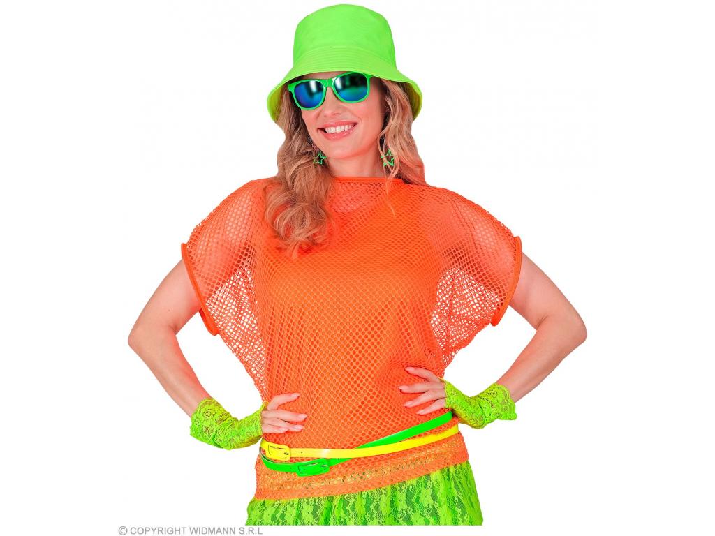 Neon narancssárga színű háló póló női jelmez