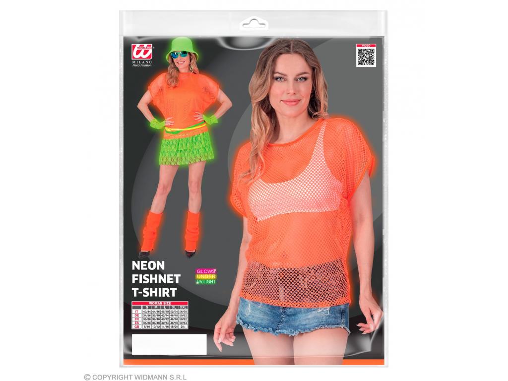 Neon narancssárga színű háló póló női jelmez