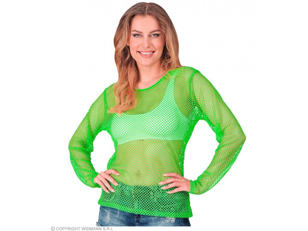 Neon zöld színű hosszú ujjú háló póló női jelmez