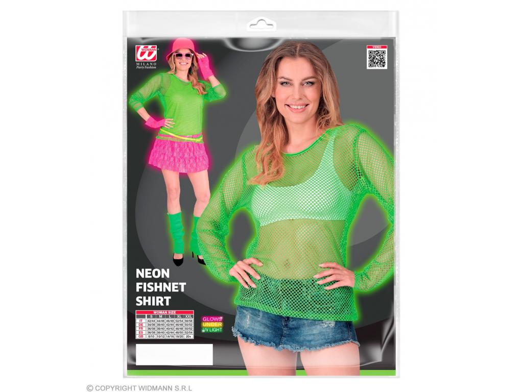 Neon zöld színű hosszú ujjú háló póló női jelmez